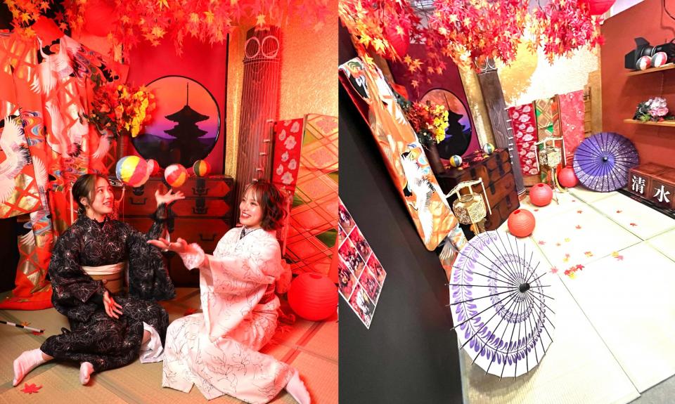 雰囲気のある和室ブース(季節により紅葉/梅/藤の花に)※清水店限定